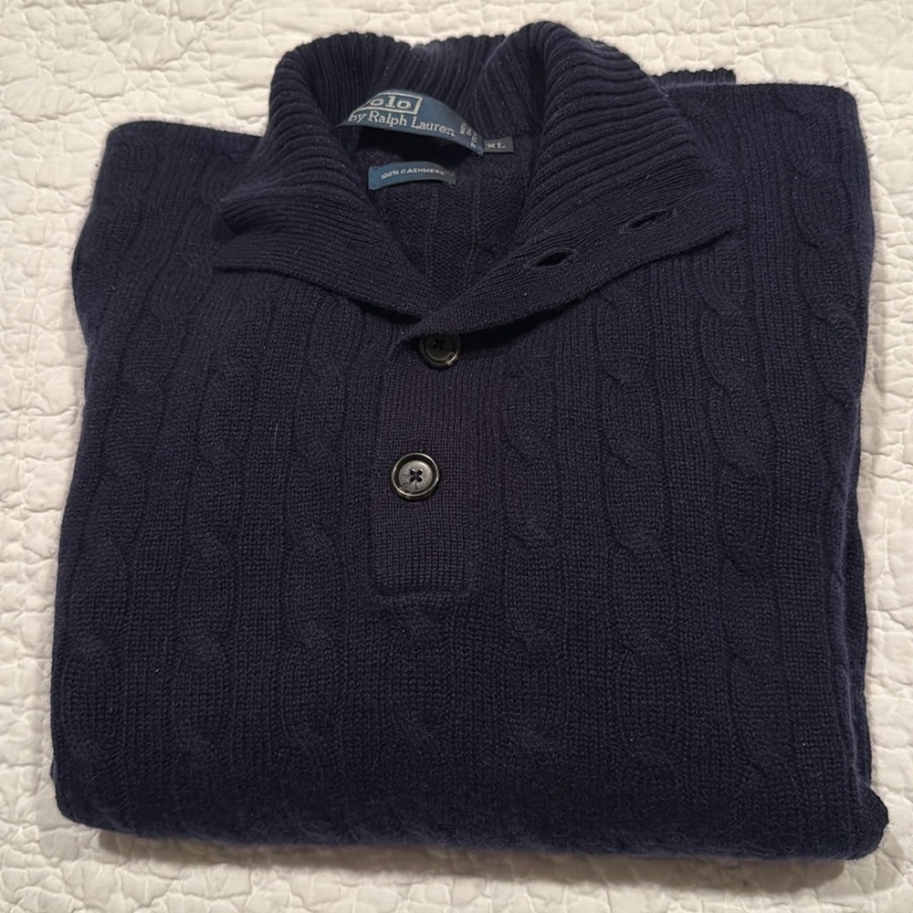 Men's Navy Blue Cable Knit Sweater